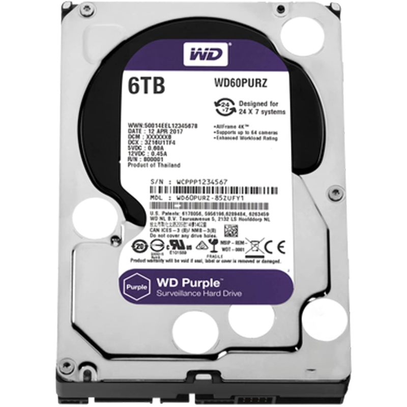 DISCO DURO HDD WESTERN DIGITAL Purple 6TB 3.5" SATA 3.0 256MB DISCO DURO HDD WESTERN DIGITAL Purple 6TB 3.5" SATA 3.0 256MB