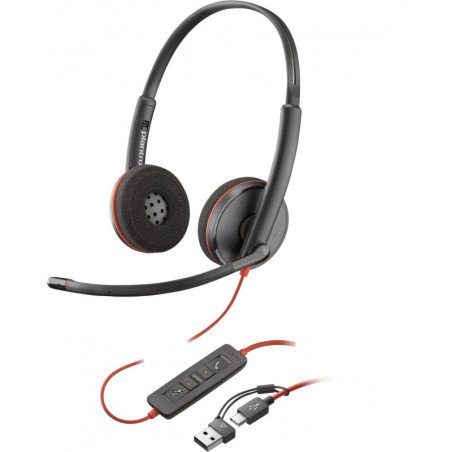 AURICULARES + MICROFONO POLY HP BLACKWIRE 3220 USB NEGRO
